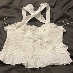 Anthropologie Maeve sz Large NWOT white top